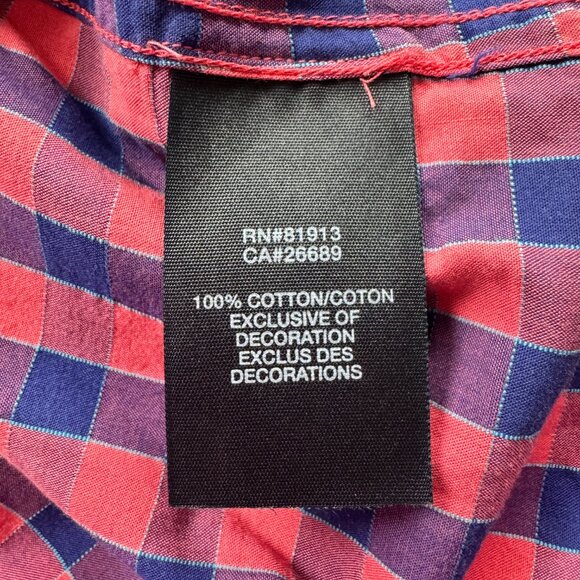 Robert Graham Shirt Men's 2XL Red and Blue Plaid Serial Number 046732 - Picture 6 of 6